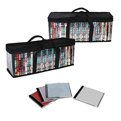 SILD DVD-Aufbewahrungstaschen, Medien-Etui, Organizer, Tasche für 80 DVDs, schwarz, stapelbar, DVD-Halter für BluRay/Filme/Media/PS4 Videospiele (2 Stück) von SILD