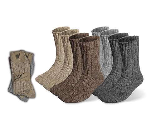 SILKMARKS® Alpaka Socken Extra Dick - Flauschige Wärmesocken mit Exklusivem Komfort - Kuschelsocken für Damen und Herren (DE/NL/SE/PL, Numerisch, 39, 42, Regular, Regular, 4x Braun- und Grautöne) von SILKMARKS