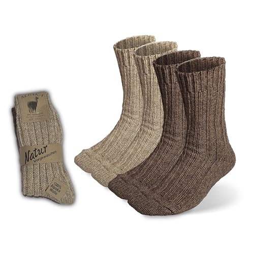 SILKMARKS® Alpaka Socken Dick - Flauschige Wärmesocken mit Exklusivem Komfort - Kuschelsocken für Damen und Herren (2er Brauntöne 43-46) von SILKMARKS