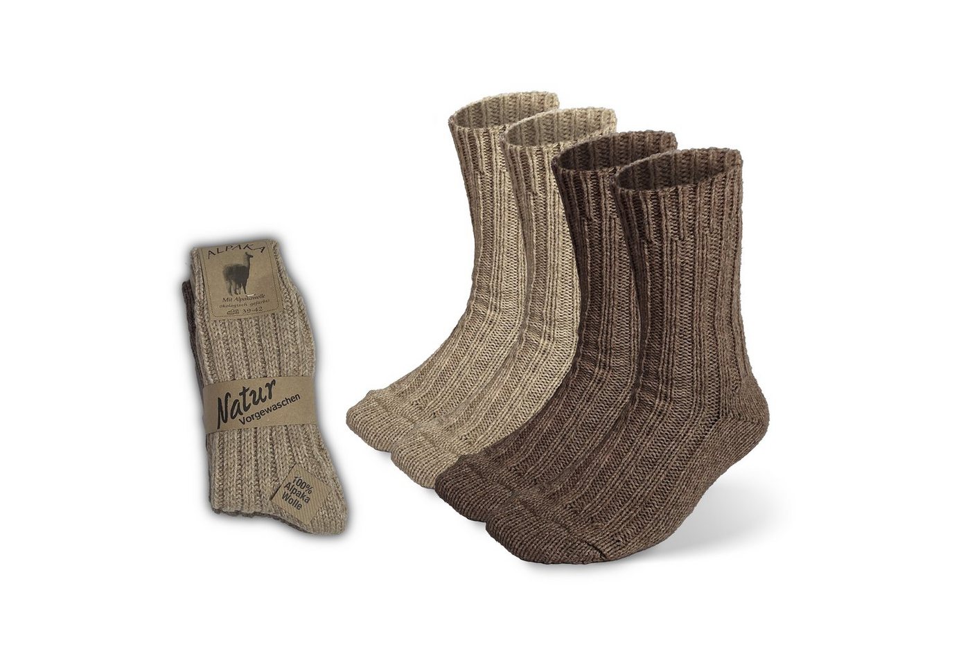 SILKMARKS Kuschelsocken Extra Dicke Alpaka Socken für Damen und Herren 2er Set Weich von SILKMARKS