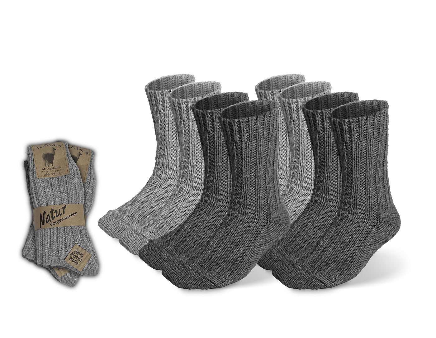 SILKMARKS Kuschelsocken Extra Dicke Alpaka Socken für Damen und Herren 4er Set Weich von SILKMARKS