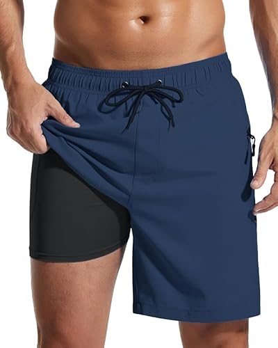 SILKWORLD Kompressions-Schwimmhose Herren wasserabweisend Einfarbig Schnelltrocknend mit Reißverschlusstaschen, Größe XL von SILKWORLD