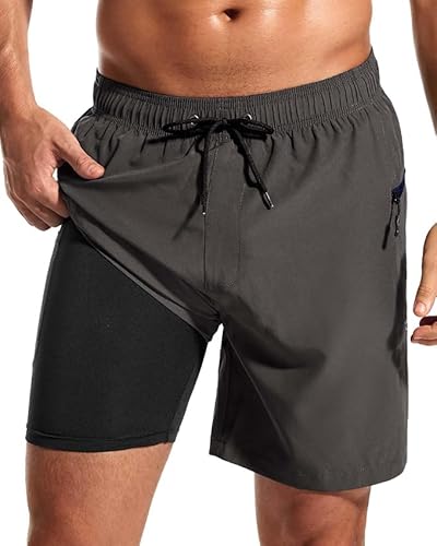 SILKWORLD Kompressions-Schwimmhose Herren wasserabweisend Einfarbig Schnelltrocknend mit Reißverschlusstaschen, Größe S von SILKWORLD