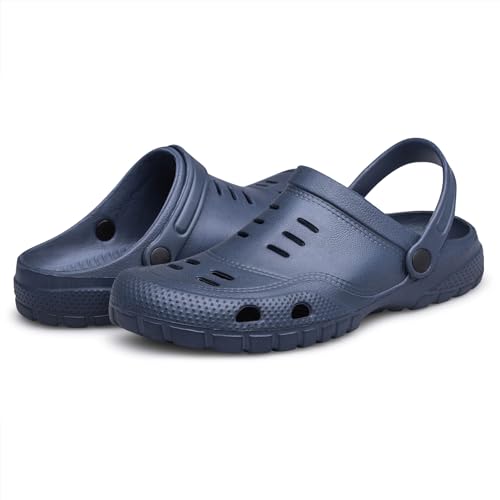 SILLENORTH Damen Herren Garten-Clogs Schuhe Strandsandalen Slip-on Klassische Hausschuhe, Dunkelblau, 9 Women/7 Men von SILLENORTH