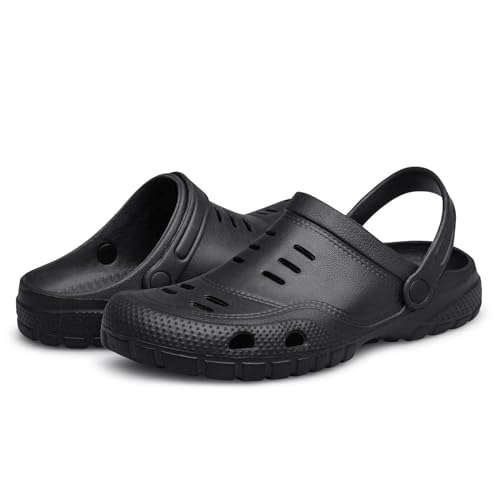 SILLENORTH Damen Herren Garten-Clogs Schuhe Strandsandalen Slip-on Klassische Hausschuhe, Schwarz, 9.5 Women/8 Men von SILLENORTH
