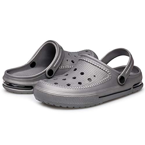 SILLENORTH Unisex Garten Clogs Wasserschuhe Strandschuhe Hausschuhe Sandalen Luftpolster Leicht Bequem, Dunkel_Grau, 8.5 Women/7.5 Men von SILLENORTH