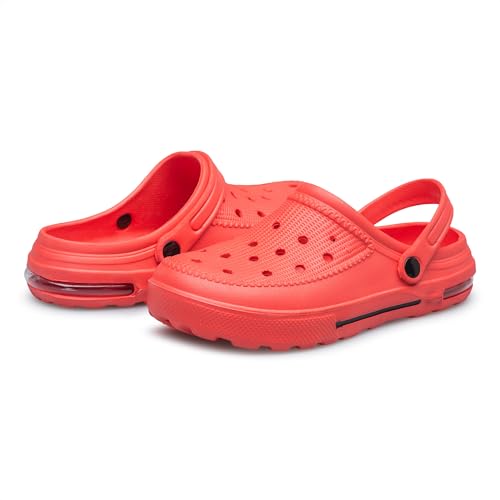 SILLENORTH Unisex Garten Clogs Wasserschuhe Strandschuhe Hausschuhe Sandalen Luftpolster Leicht Bequem, Rot/Ausflug, einfarbig (Getaway Solids), 10 Women/9 Men von SILLENORTH