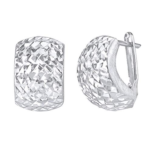 SILVEGO Damen Ohrringe aus 925 Sterling Silber Halbcreolen mit glitzerndem Schliff von SILVEGO