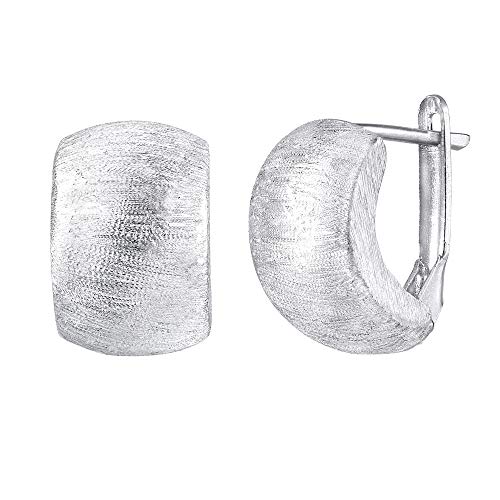 SILVEGO Damen Ohrringe aus 925 Sterling Silber Halbcreolen mit glitzernder Oberfläche von SILVEGO