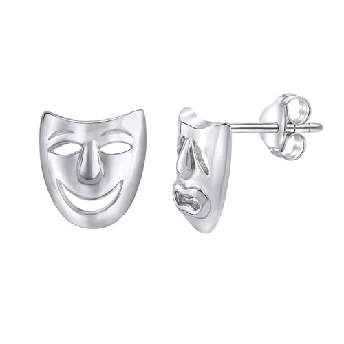 SILVEGO Damen Ohrringe aus 925 Sterling Silber Theatermasken Ohrstecker von SILVEGO