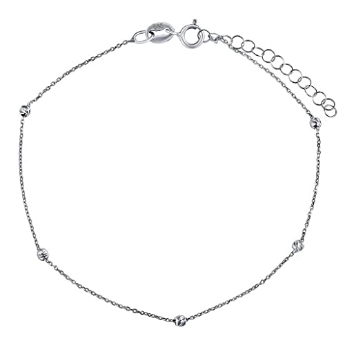 SILVEGO - AWFZD020BGW1 - Damen Armband aus 14 Karat 585 Weißgold Kugelkette 0,8 mm von SILVEGO