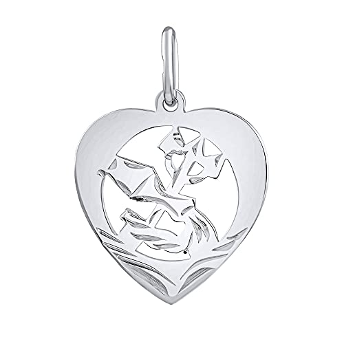 SILVEGO Damen Anhänger aus 925 Sterling Silber Sternzeichen Wassermann Herz Anhänger von SILVEGO