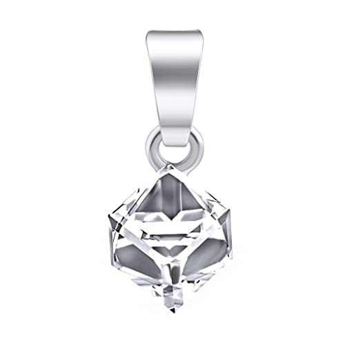SILVEGO Damen Anhänger aus 925 Sterling Silber mit Swarovski Crystals Würfel 6 mm von SILVEGO
