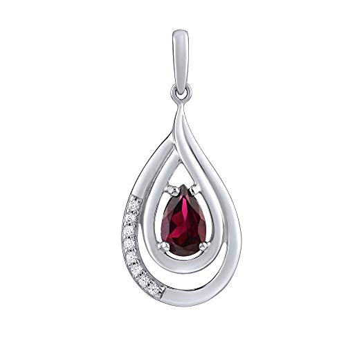 SILVEGO Damen Anhänger aus 925 Sterling Silber mit echtem Granat von SILVEGO