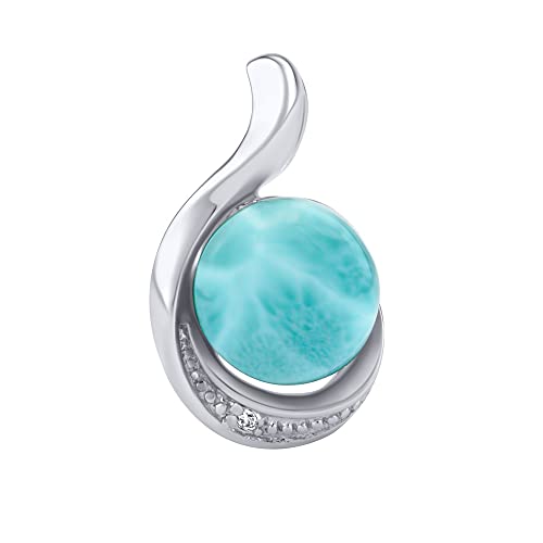 SILVEGO Larimar Anhänger aus 925 Sterling Silber mit echtem Larimar und Brilliance Zirconia von SILVEGO