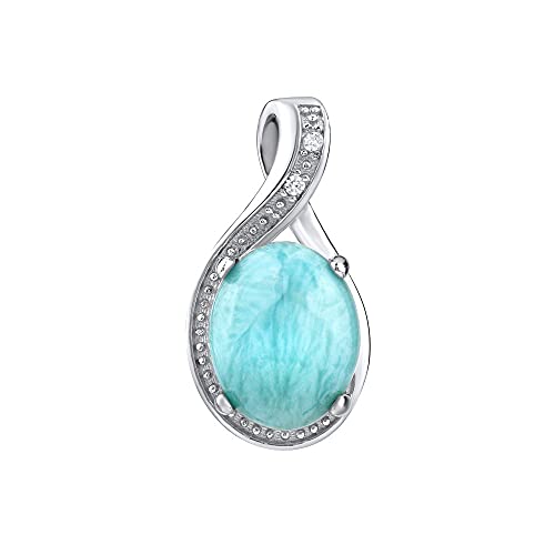 SILVEGO Damen Anhänger aus 925 Sterling Silber mit natürlichem Larimar von SILVEGO