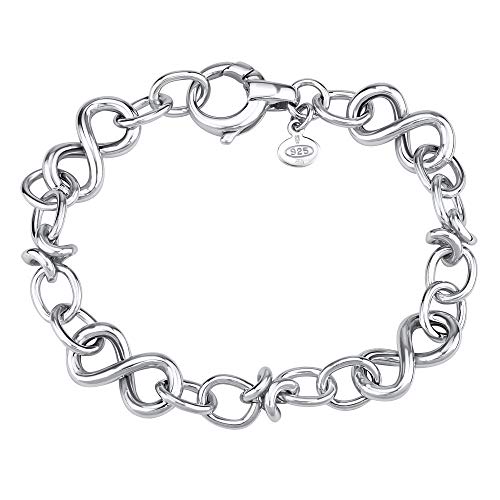 SILVEGO Damen Armband aus 925 Sterling Silber Gliederarmband Form der Acht Breite 10 mm von SILVEGO