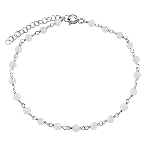 SILVEGO Damen Armband aus 925 Sterling Silber mit echtem Mondstein 3 mm von SILVEGO