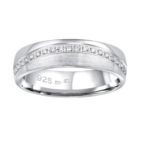 SILVEGO Damen Ehering Silber 925 mit Zirkonia GLAMIS von SILVEGO