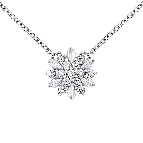 SILVEGO Damen Halskette aus 925 Sterling Silber Blume mit Swarovski® Zirconia von SILVEGO