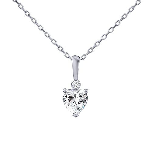 SILVEGO Damen Halskette aus 925 Sterling Silber Herz Brilliance Zirconia Klar von SILVEGO