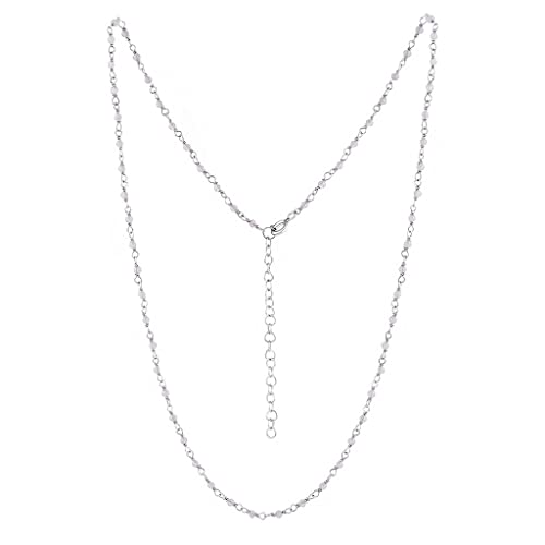 SILVEGO Damen Halskette aus 925 Sterling Silber mit echtem Rosenquarz 2 mm Kugeln von SILVEGO