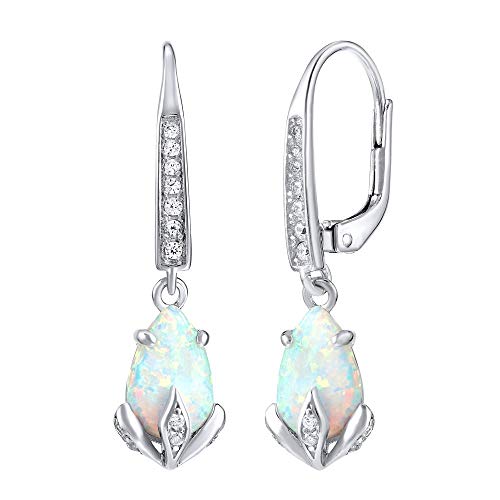 SILVEGO Damen Ohrringe CLARISSA aus 925 Sterling Silber mit synthetischem weißem Opal von SILVEGO