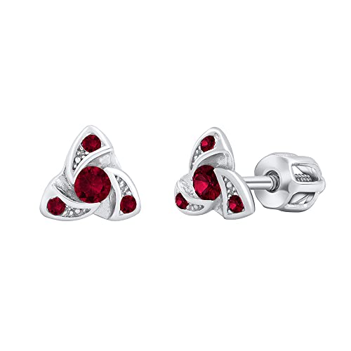 SILVEGO Damen Ohrringe aus 925 Sterling Silber Blumen Ohrstecker mit echtem Granat von SILVEGO