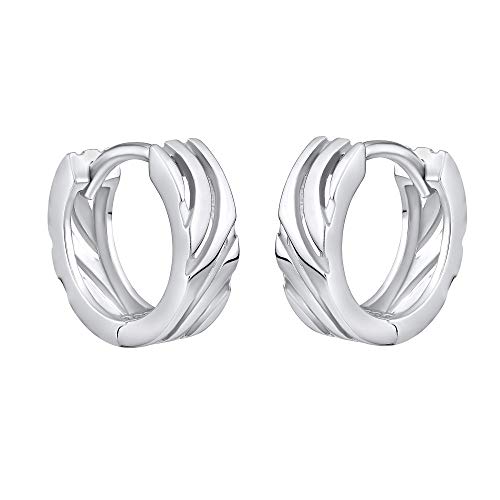 SILVEGO Damen Ohrringe aus 925 Sterling Silber Klappcreolen 4 x 14 mm von SILVEGO