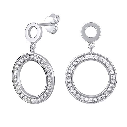 SILVEGO Damen Ohrringe aus 925 Sterling Silber Kreise mit Zirkonia von SILVEGO