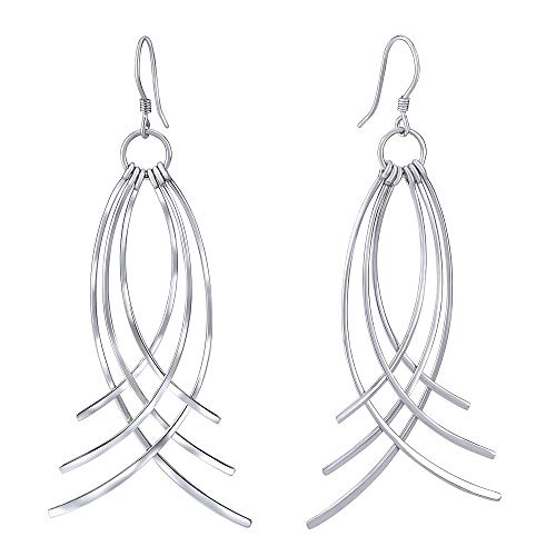 SILVEGO Damen Ohrringe aus 925 Sterling Silber Lang Hängend 7 cm von SILVEGO