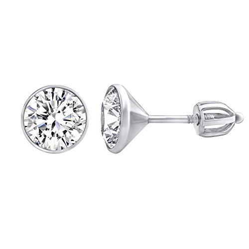 SILVEGO Damen Ohrringe aus 925 Sterling Silber Ohrstecker mit Swarovski Zirconia 8 mm von SILVEGO