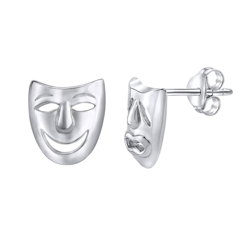 SILVEGO Damen Ohrringe aus 925 Sterling Silber Theatermasken Ohrstecker von SILVEGO