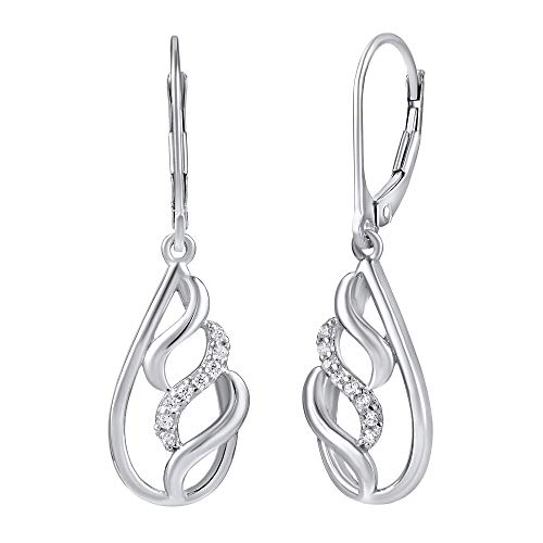 SILVEGO Damen Ohrringe aus 925 Sterling Silber Tropfen Form mit Zirkonia von SILVEGO