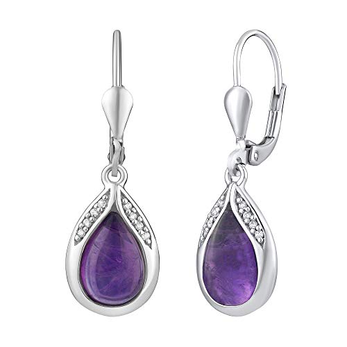 SILVEGO Amethyst Ohrringe aus 925 Sterling Silber Tropfen mit natürlichem lila Amethyst von SILVEGO