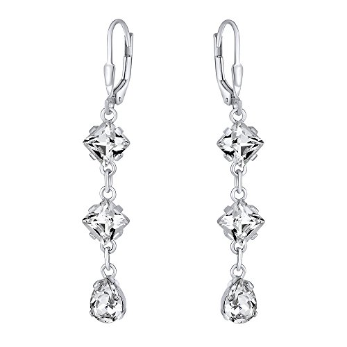 SILVEGO Damen Ohrringe aus 925 Sterling Silber mit Swarovski Crystals Lange Ohrhänger 5,3 cm von SILVEGO