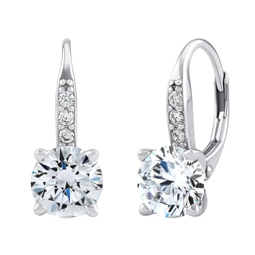 SILVEGO Damen Ohrringe aus 925 Sterling Silber mit Swarovski Zirconia 7 mm von SILVEGO