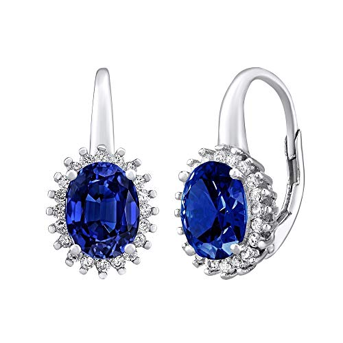 SILVEGO Damen Ohrringe aus 925 Sterling Silber mit synthetischem Saphir von SILVEGO