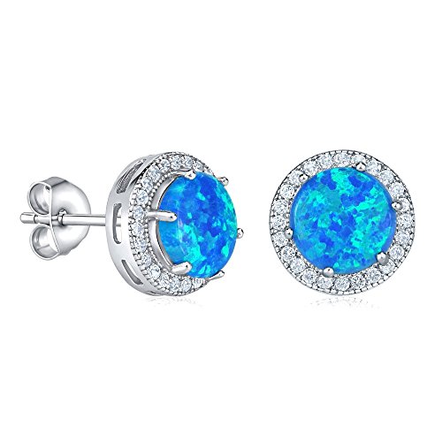 SILVEGO Damen Ohrringe aus 925 Sterling Silber mit blauem Opal Ohrstecker von SILVEGO