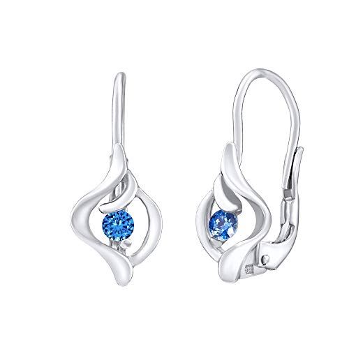 SILVEGO Damen Ohrringe aus 925 Sterling Silber mit blauem Swarovski Zirconia von SILVEGO