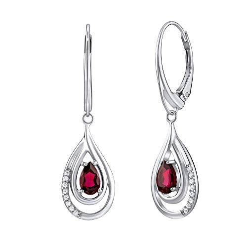 SILVEGO Damen Ohrringe aus 925 Sterling Silber mit echtem Granat von SILVEGO