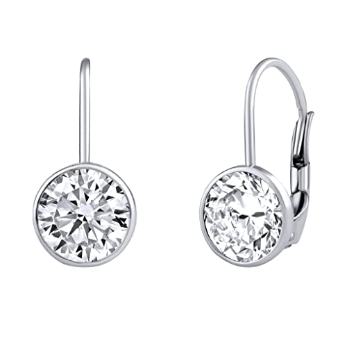 SILVEGO Damen Ohrringe aus 925 Sterling Silber mit klarem Zirkonia 8 mm von SILVEGO