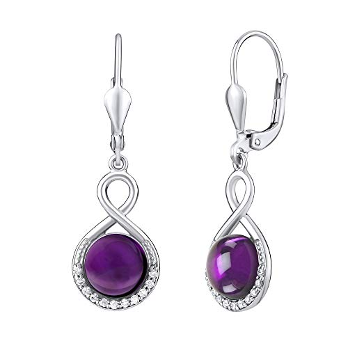 SILVEGO Damen Ohrringe aus 925 Sterling Silber mit natürlichem Amethyst von SILVEGO