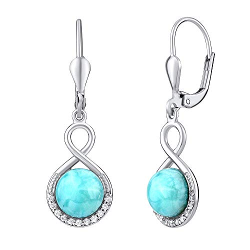 SILVEGO Damen Ohrringe aus 925 Sterling Silber mit natürlichem Larimar von SILVEGO