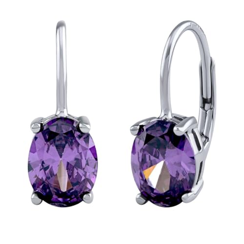 SILVEGO Damen Ohrringe aus 925 Sterling Silber mit synthetischem Amethyst von SILVEGO