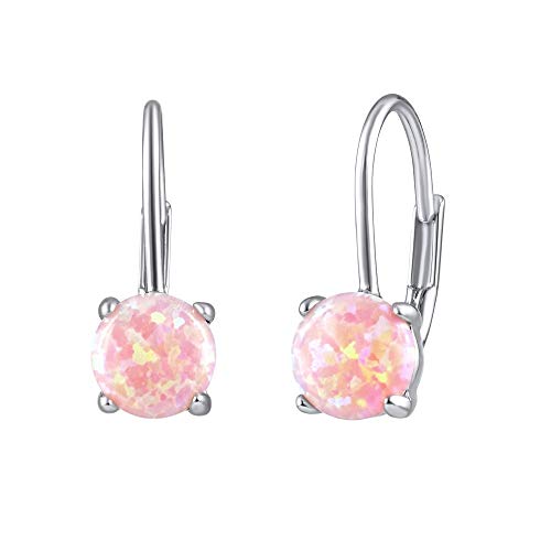 SILVEGO Damen Ohrringe aus 925 Sterling Silber mit synthetischem rosa Opal von SILVEGO