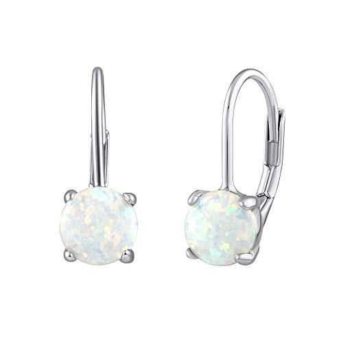 SILVEGO Damen Ohrringe aus 925 Sterling Silber mit synthetischem weißem Opal von SILVEGO