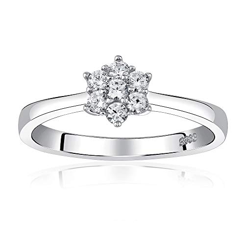 SILVEGO Damen Ring aus 925 Sterling Silber Blume mit Swarovski® Zirconia von SILVEGO