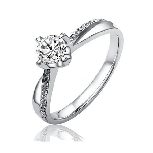 SILVEGO Damen Ring aus 925 Sterling Silber mit Swarovski Zirconia Verlobungsring mit Zirkonia 5mm von SILVEGO