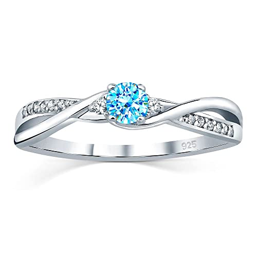SILVEGO Damen Ring aus 925 Sterling Silber mit echtem blauem Topas Swiss und Brilliance Zirconia von SILVEGO